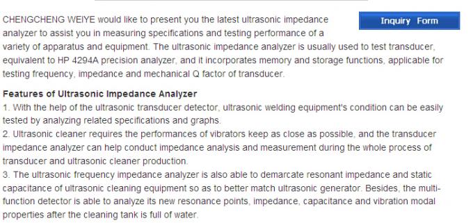 1khz - analyseur ultrasonique de l'impédance 1mhz examinant le transducteur piézoélectrique en céramique